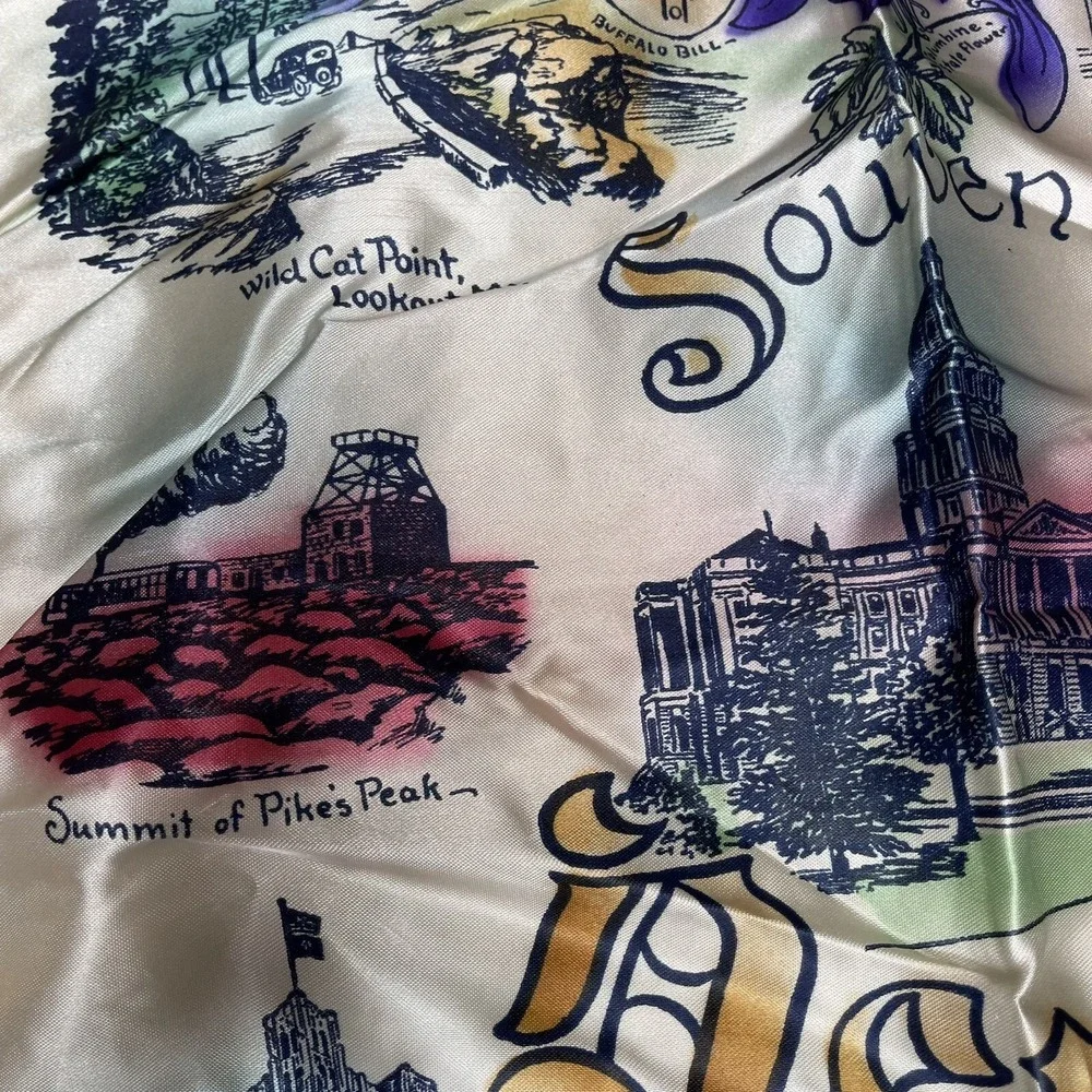 Vintage Souvenir of Denver Satin &Fringe Pillowcase Square 17